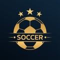 Soccer logo. Football club or team emblem, badge, icon design with a ball. Sport tournament, league, championship label. Royalty Free Stock Photo